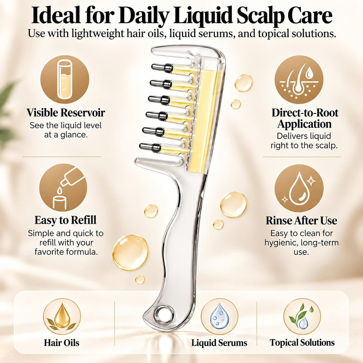 Scalp Oil Applicator Comb for Minoxidil, Hair Serum Applicator